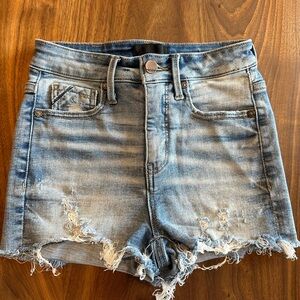 Buckle Black Denim Shorts